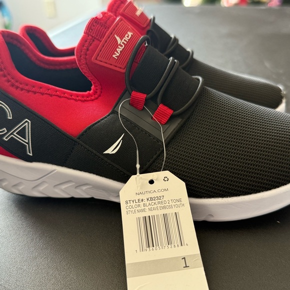 Nautica Black and Red Velcro Athletic Sneakers - Picture 1 of 6